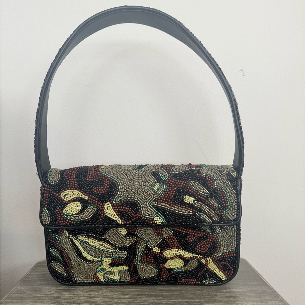 Staud Tommy Beaded Bag Khaki